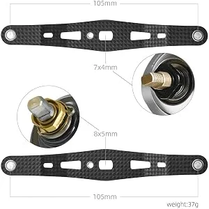 GOMEXUS Carbon Handle Compatible for Shimano Daiwa Baitcasting Reel with Sensitive Knob Red Sensitive knob 8x5 for Daiwa/Abu - DC105A20BKGD