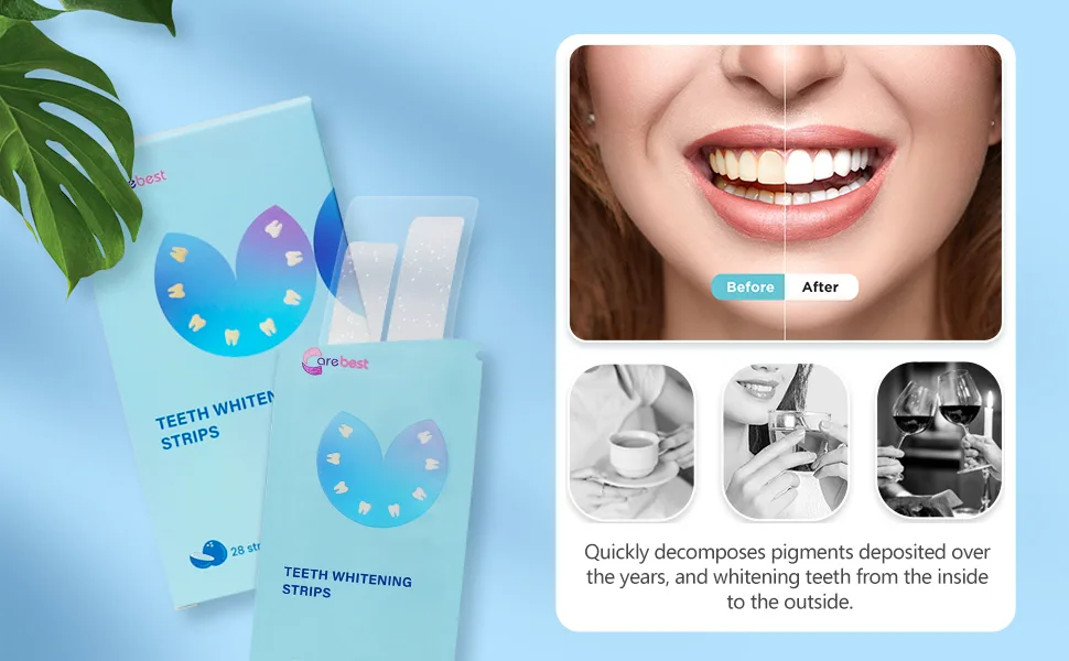 Teeth Whitening Strips-Professional White Strips for Sensitive Teeth Whitening Kit,Enamel Safe Coconut Whitener Strip for Teeth Whitening,Effective for Teeth Stains Remove - product information 3