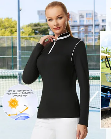 JACK SMITH Women Long Sleeve Workout Shirts Moisture Wicking Golf Shirts with Thumb Holes S-2XL Print#white Medium - product information 16