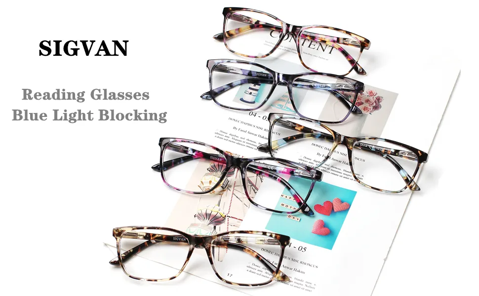 SIGVAN Ladies Reading Glasses Blue Light Blocking Spring Hinge Fashion Pattern Print Eyeglasses for Women Multicolour 2.0 x - SIGVAN Ladies Reading Glasses