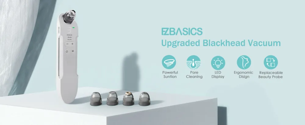 2023 Newest Blackhead Remover Face Pore Vacuum Cleaner EZBASICS Blackhead Vacuum Rechargeable White Heads Removal with 3 Adjustable Suction Power Blackhead Extractor Tool with LED Display (White) - blackhead remover