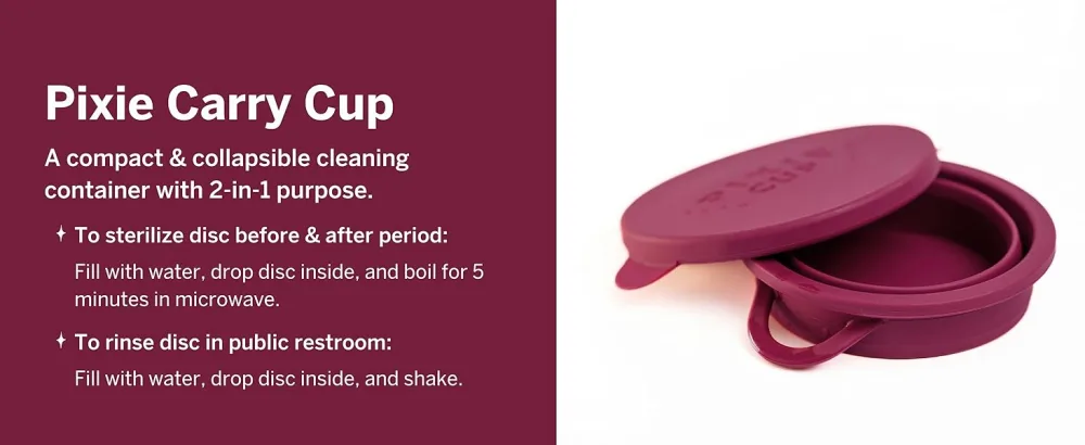 Menstrual Disc Kit - Pixie Cup First Period Disc Starter Kit + Menstrual Disc Sterilizer for Women and Girls - Container for Storage - Portable Travel Solution - pixie carry cup