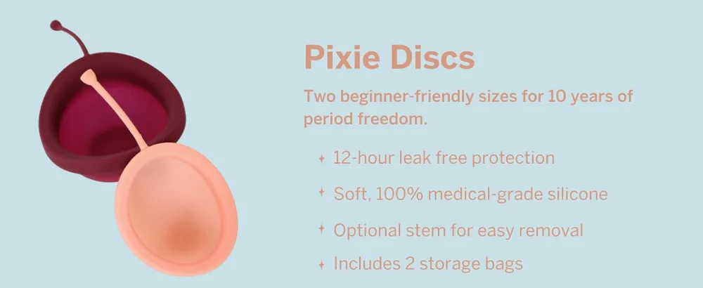 Menstrual Disc Kit - Pixie Cup First Period Disc Starter Kit + Menstrual Disc Sterilizer for Women and Girls - Container for Storage - Portable Travel Solution - pixie discs