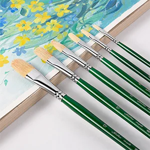 Oil Acrylic Watercolor Paint Brushes 100% Natural Chungking Hog Hair 6pc Filbert Paint brush Set - product information 5