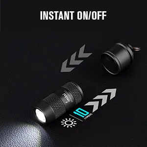 OLIGHT IMINI 10 Lumens Tiny Keychain Flashlight, Portable Quick-Release Small Flashlights with Magnetic Base, Powered by 3 LR41 Button Cells for EDC and Emergency (Black) - instant on/off