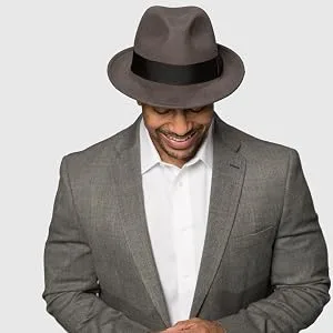 Belfry Gangster 100% Wool Stain Resistant Crushable Dress Fedora in Black Grey Navy Brown Pecan Large Black - 2313