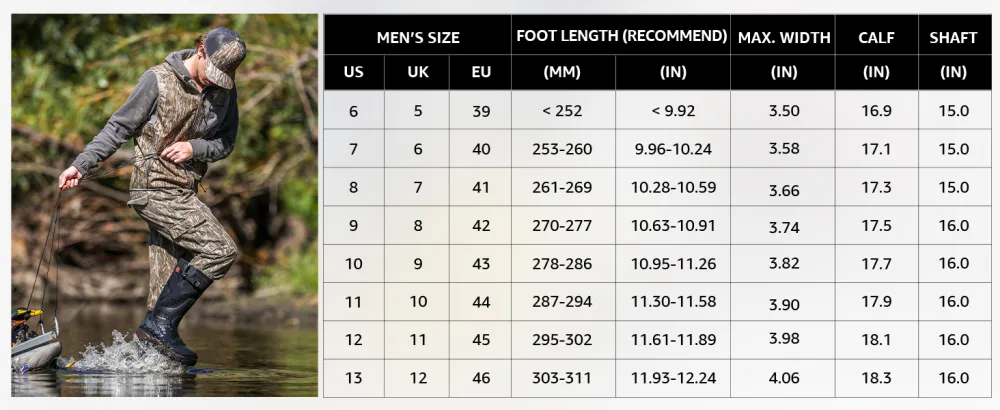 HISEA Rubber Hunting Boots for Men Insulated Rain Boots Waterproof Neoprene Work Boot for Farming Fishing, Adjustable Calf 6 Black - rubber boots