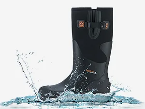 HISEA Rubber Hunting Boots for Men Insulated Rain Boots Waterproof Neoprene Work Boot for Farming Fishing, Adjustable Calf 6 Black - waterproof rubbe rboots