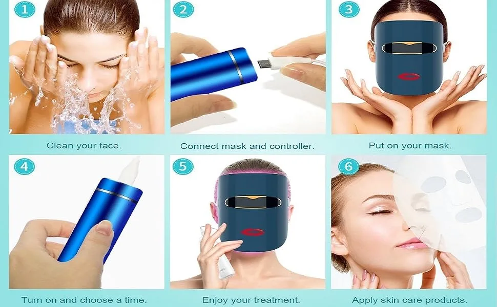 Lyte TRI Color LED Light Therapy Mask Skin Red Blue Amber LED w/Lipstick Powerbank (Lyte Mask) - lyte mask