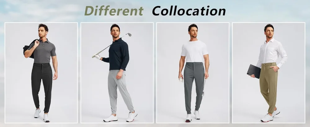 Soothfeel Men's Golf Joggers Pants with 5 Pockets Slim Fit Stretch Sweatpants Running Travel Dress Work Pants for Men 01-black Large - mens golf pants