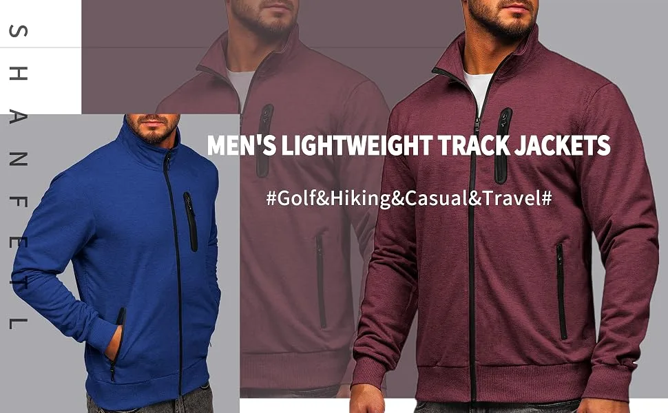 Men's Full Zip Up Active Track Jacket Mock Neck Long Sleeve Casual Sweatshirts Medium Wine Red - product information 4