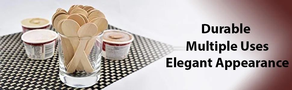 Gmark 4" Mini Wooden Spoons 100 ct, Biodegradable Compostable Birchwood (100pcs/bag) GM1042A - GM1042