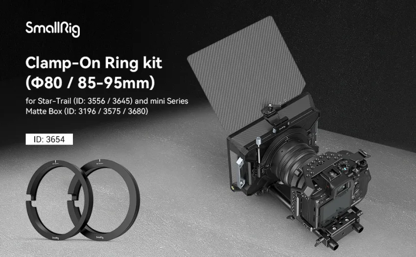 SMALLRIG Clamp-On Ring kit (80/85-95mm) for Star-Trail and Mini Series Matte Box 3196 3575 3680-3654 - 3654
