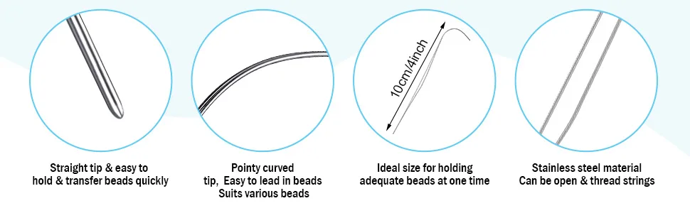 4 Inch Big Eye Curved Beading Needle Stainless Steel Beading Needles Silver Curved Sewing Needles DIY Bead Spinner Needles Craft Curved Needles Sewing Tool for Bead Needles Tool (10 Pieces) - product information 2