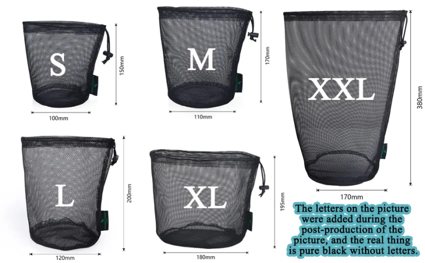 iBasingo 5pcs Nylon Mesh Bag Stuff Sack Golfball Pot Outdoor S-BVP01 S-5pcs - for storing Pot Pan tableware cookware Outdoor