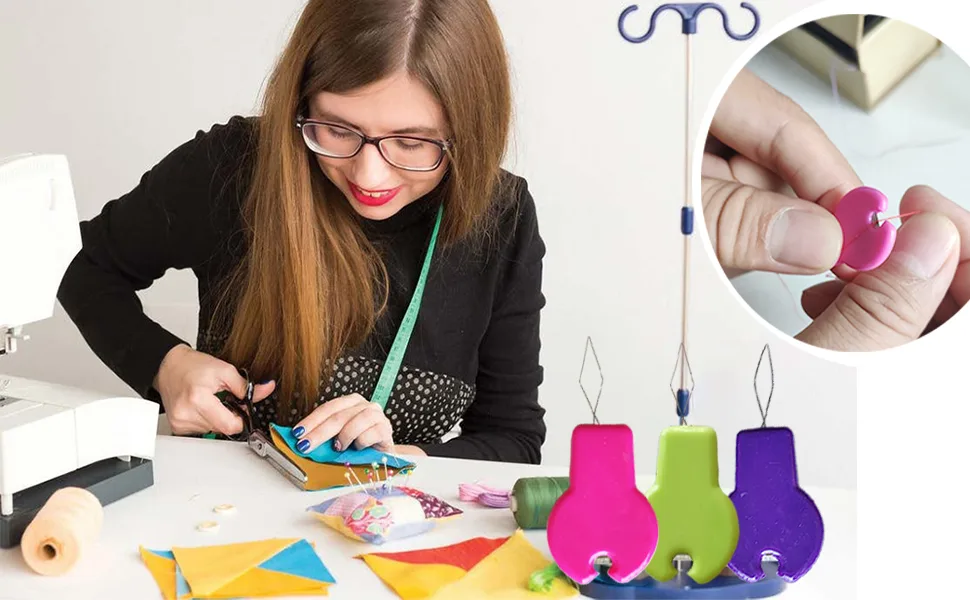 Needle Threader for Hand Sewing,Seam Rippers,Hoodie String Threader(4 Pcs Gourd Shaped Threaders 4 Pcs Simple Threader for Needles 2 Pcs Drawstring Threader 2 Pcs Stitch Remover) for DIY Art Rose Red,Purple,Light Green,Yellow - FIT BIG NEEDLE