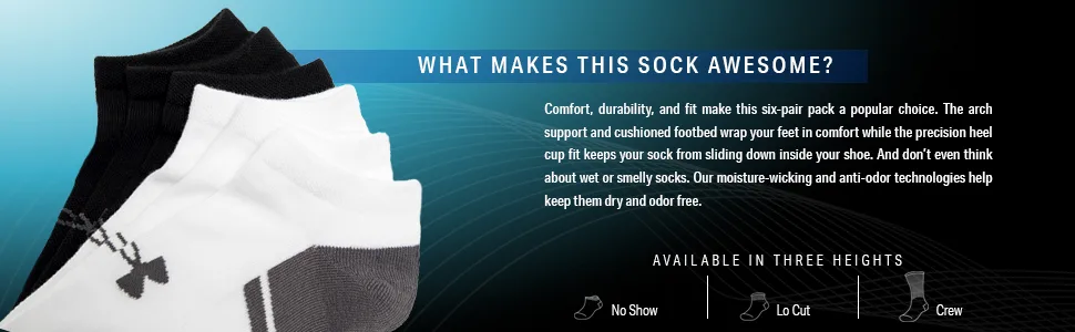 Under Armour Adult Resistor 3.0 No Show Socks, Multipairs 6 Black/Graphite (6-pairs) Large - athletic socks