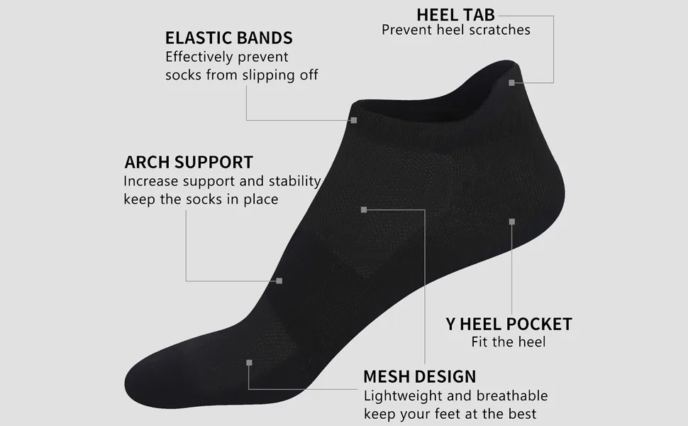 Cozi Foot 10 Pairs Women Ankle Socks Thin Soft Athletic Low Cut Socks With Tab C02-black 5-8 - ankle socks