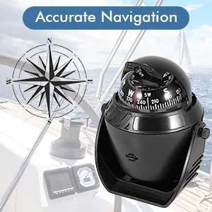 Marine Compass Illuminated Dashboard Compass Boat Navigation Electronic Compass W/LED Light Explorer Compass for Car Boat Automotive Compass, Black - boat compass marine dash mount