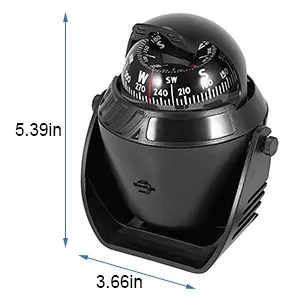 Marine Compass Illuminated Dashboard Compass Boat Navigation Electronic Compass W/LED Light Explorer Compass for Car Boat Automotive Compass, Black - dashboard compass
