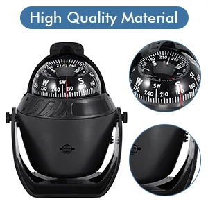 Marine Compass Illuminated Dashboard Compass Boat Navigation Electronic Compass W/LED Light Explorer Compass for Car Boat Automotive Compass, Black - marine compass illuminated dashboard
