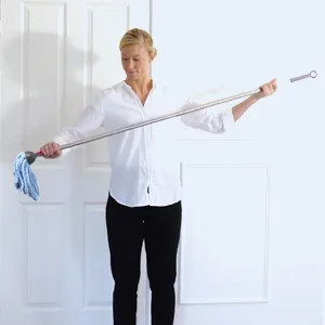 FAYINA Premium Microfiber Wet Mop for Hardwood, Laminate, Tile Flooring with Stainless Steel Handle Extendable up to 56 Inches - Telescopic handle has a maximum range of 56 inches. No task is out of reach