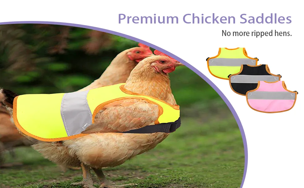 Vehipa 3 Pcs Hen Reflective Vest ,Adjustable Chicken Harness Hen, Poultry Chicken Hen Saddle Apron Feather Protection Holder for Chicken Geese Duck - product information 3