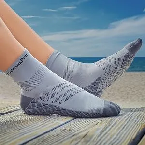 TechWare Pro Plantar Fasciitis Socks  Cushion Ankle Compression Socks Women & Men. Achilles Tendonitis Brace & Arch Support Medium Black / Gray - compression socks men 20-30 mmhg compression socks for men