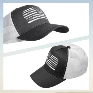 VIONLAN Baseball Cap American Flag Trucker Hat for Men Women 3D Embossed Logo Adjustable Outdoor Mesh Snapback Hat Navy/Black Flag - 3D Embossed American flag Logo