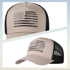 VIONLAN Baseball Cap American Flag Trucker Hat for Men Women 3D Embossed Logo Adjustable Outdoor Mesh Snapback Hat Navy/Black Flag - 3D Embossed Flag Logo