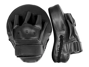 Valleycomfy Boxing Curved Focus Punching Mitts- Leatherette Training Hand Pads Black - Boxing Pads