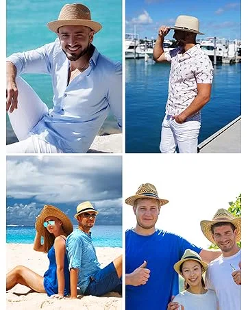 Lanzom Womens Wide Brim Straw Hat Big Floppy Foldable Roll up Cap Beach Sun Hat UPF 50+ Twine-black One Size - lanzom men sun hat