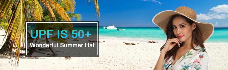 Lanzom Womens Wide Brim Straw Hat Big Floppy Foldable Roll up Cap Beach Sun Hat UPF 50+ Twine-black One Size - sun hat