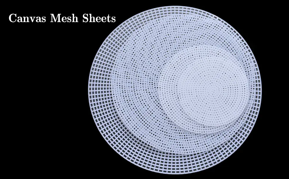 MILISTEN Clear Plastic Canvas Mesh Sheets, 10Pcs Round Canvas Mesh for DIY Mesh, 20cm/7.8in (White) 20X20CM - Clear Plastic Canvas Mesh Sheets