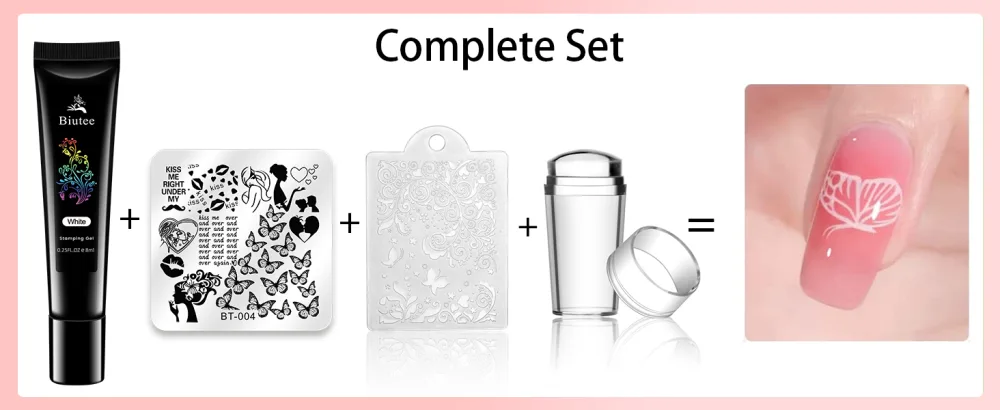 Biutee Clear Jelly Nail Art Stamper Set Dual head 12 Pcs Set Silicone Heads 3 Scraper Manicure Nail Art Tool 12 Piece Set - product information 17
