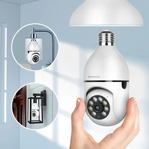 Jennov 3MP/2K Light Bulb Security Camera Wireless Outdoor, 2.4GHz Light Socket Security Camera, 360 Indoor WiFi Home Lightbulb Surveillance Camera Motion Detection, Color Night Vision, Two Way Talk - Light bulb camera