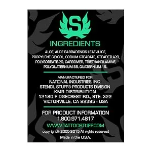 Stencil Stuff 4 Ounce - Ingredients Label Black with Green and White text