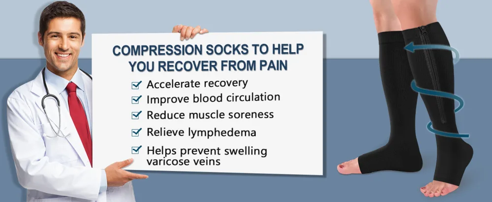 Iseasoo 3 Pairs Zippre Compression Socks - Calf Knee High Open Toe Compression Stockings 15-20mmHg for Walking,Running 01 Nude Small-Medium - Medical zip compression socks recommended by doctors