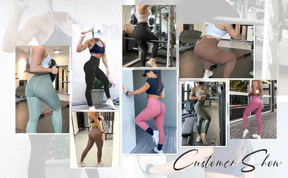 MOOSLOVER Seamless Butt Lifting Workout Leggings for Women High Waist Yoga Pants Compression Contour Tights Medium #1 Black - Seamless Butt Lifting Leggings