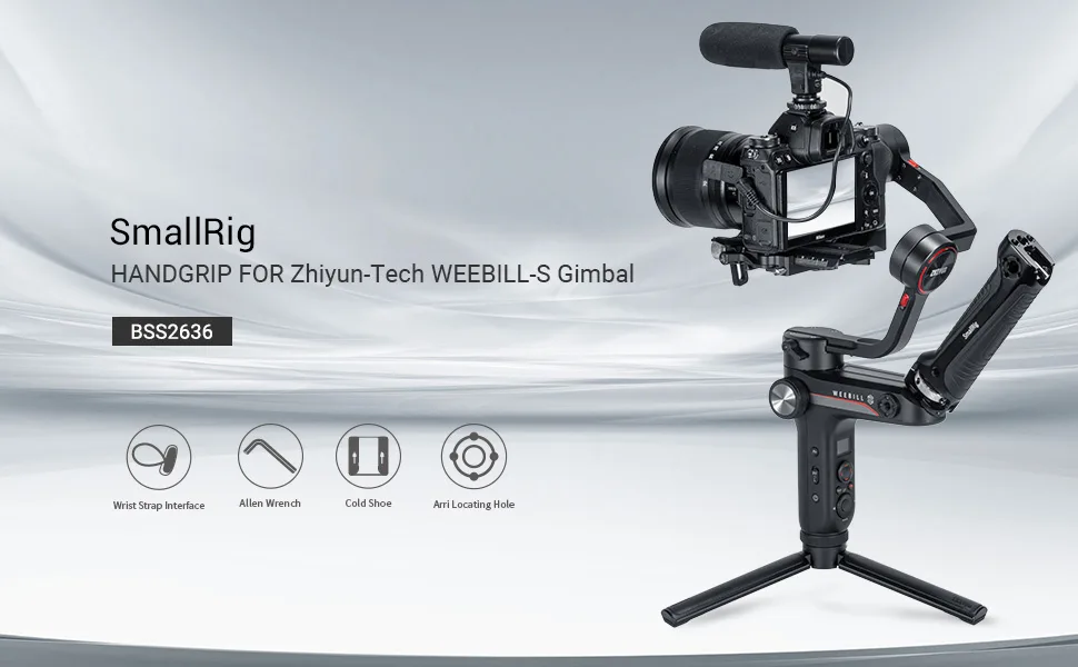 SmallRig Handle Grip Handgrip for Zhiyun-Tech WEEBILL-S Gimbal with Cold Shoe Mount Built-in Wrench, Multiple Threaded Holes - BSS2636 - product information 2