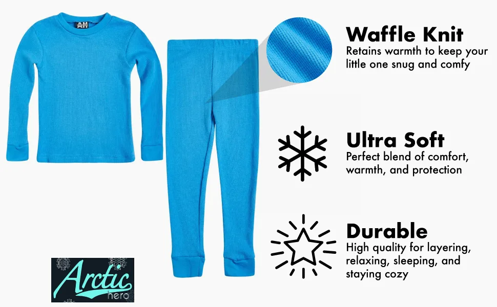 Arctic Hero Boys 2-Piece Thermal Warm Underwear Top and Pant Set Deep Blue 16-18 - AH features
