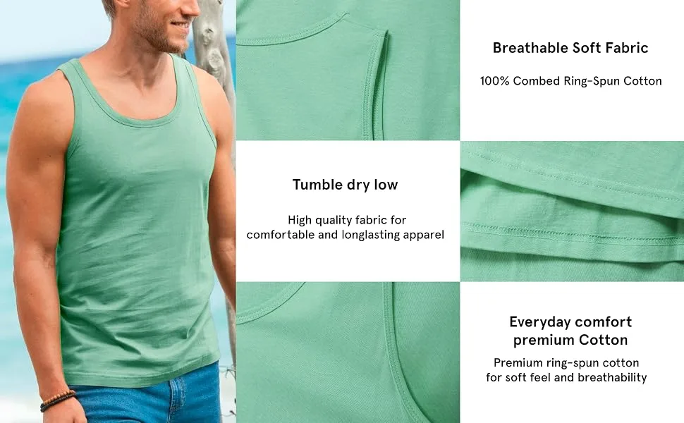 Hat and Beyond Mens Tank Top Soft Performance Boxing Gym Shirts Plain Muscle Tee X-Large 1hcc02_mint - 03.detail