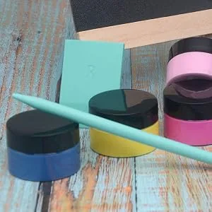 BOOLOOEN Chalk Paint Paste Screen Printing Ink, Mini Scraper and Rubber Paint Stirrer, Reusable Adhesive Paste Blackboard Paint for Mesh Transfer Furniture DIY Home Decor 12 colors Jars Chalk Paste With 9 Pcs Tool - CALCK PASTE