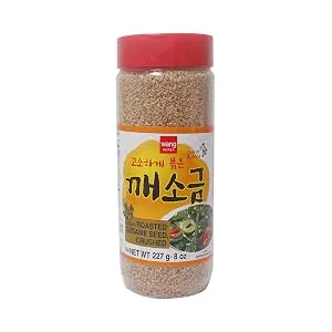 Wang Crushed Sesame Salt, Korean Salt Seasoning Blend, Mild and Toasty Flavor, 8 Oz - sesame seeds