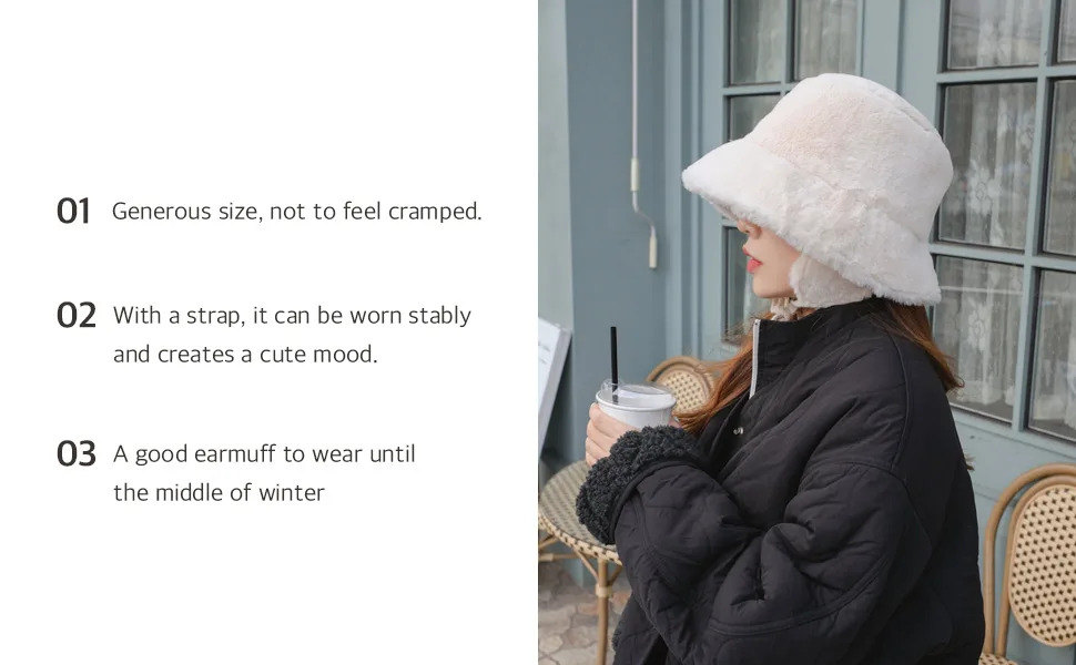 VIEWLAP Fake Fur Trooper Trapper Hat Bomber Hat with Earflaps Windproof Women Girls Warm Winter Hat Christmas Ivory - Img_3