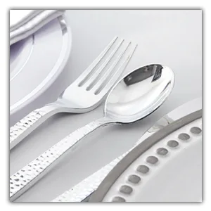 Supernal 180 pieces Silver Plastic Silverware,Disposable Plastic Silverware,Party Plastic Flatware,Perfect Plastic Silver Cutlery for Birthday,Party,Wedding - 180 pieces Silver Plastic Silverware
