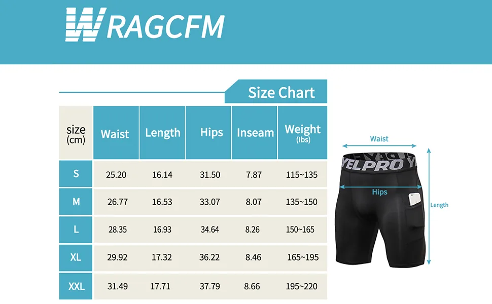 WRAGCFM Compression Shorts Men with Pocket Athletic Running Spandex Workout Training Active Underwear Baselayer Short 1084-c Green Large - size chart