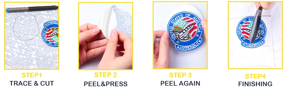 PMCAF Double-Sided Patch Adhesive, Applique Patches & Patch Magic Adhesive, Girl Scout Patches Kit and Boy Scout Patch Adhesive Cut to Fit Freestyle Patch Adhesive Kit, 4 - How to Use it