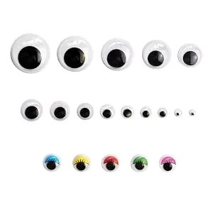 1221 Pieces Wiggle Googly Eyes Self Adhesive Wiggle Eyes (Assorted Sizes) for DIY Crafts Scrapbooking (Classic) - variety pack many sizes one size fits all practical comes with box easy organization