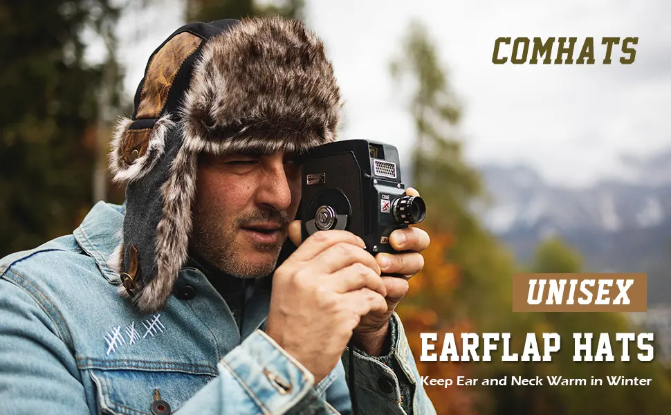 Comhats Winter Bomber Hat for Men Hunting Ushanka 67191_black(real Fur) Large - Earflap Hats